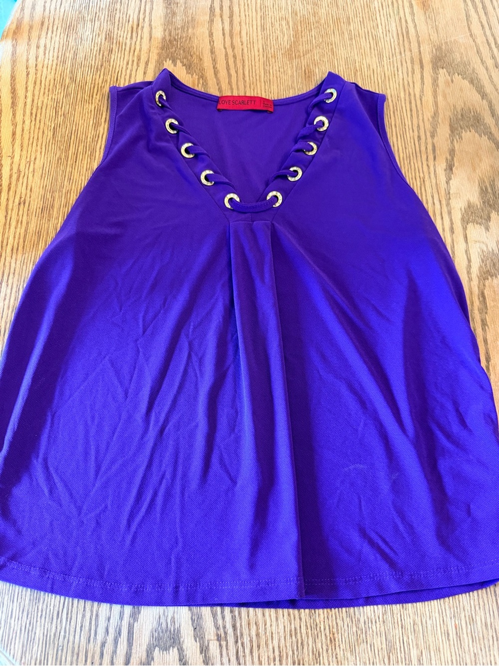 T.J.Maxx Purple Lace-Up V-Neck Sleeveless Blouse